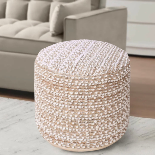 Anaya Home Natural Boucle Handwoven Round Pouf
