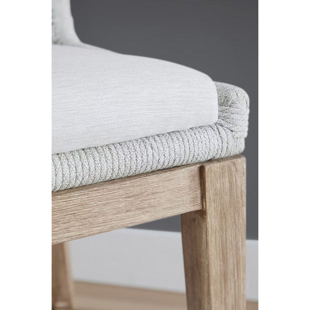 Essentials For Living Mesh Counter Stool ~ White Speckle Flat Rope, Performance White Speckle With Natural Gray Mahogany Frame