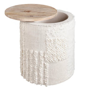 Anaya Home White Boucle Patchwork Storage Side Table