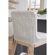 Essentials For Living Mesh Counter Stool ~ White Speckle Flat Rope, Performance White Speckle With Natural Gray Mahogany Frame