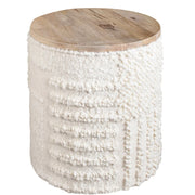 Anaya Home White Boucle Patchwork Storage Side Table