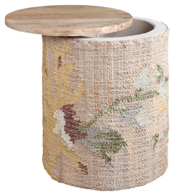 Anaya Home Elegant Floral Storage Side Table