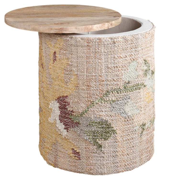 Anaya Home Elegant Floral Storage Side Table