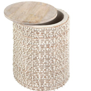 Anaya Home Natural Boucle Handwoven Storage Side Table