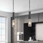 Uttermost Jarsdel Clear Meteor Glass With Black Finish Mini Pendant Light