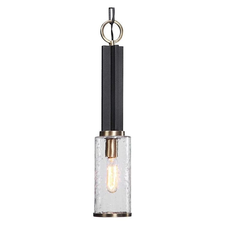 Uttermost Jarsdel Clear Meteor Glass With Black Finish Mini Pendant Light