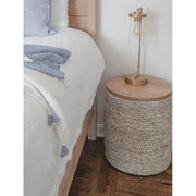 Anaya Home Textured Taupe Handwoven Storage Side Table