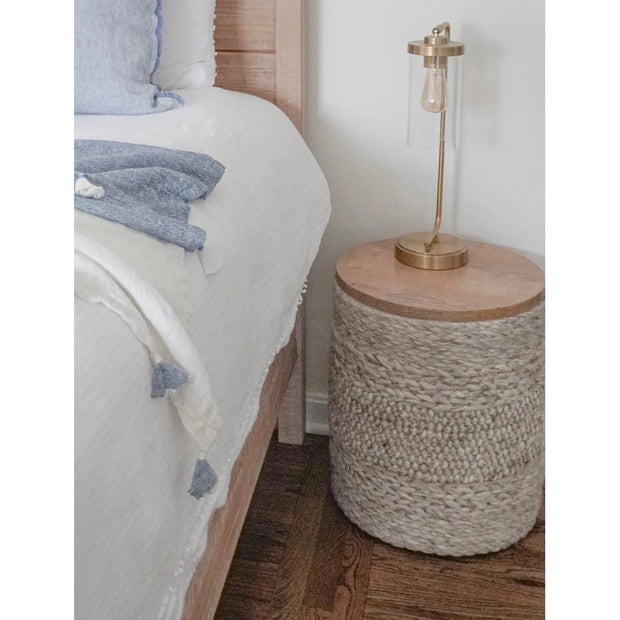 Anaya Home Textured Taupe Handwoven Storage Side Table