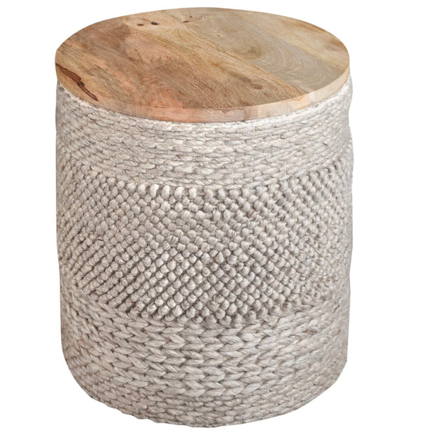 Anaya Home Textured Taupe Handwoven Storage Side Table