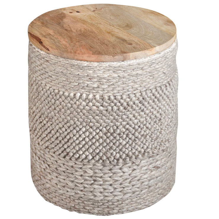 Anaya Home Textured Taupe Handwoven Storage Side Table