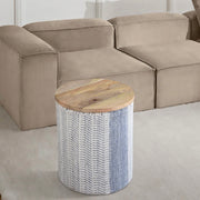 Anaya Home Seaside Stripe Handwoven Storage Side Table