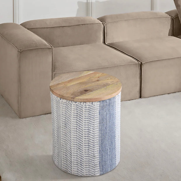 Anaya Home Seaside Stripe Handwoven Storage Side Table