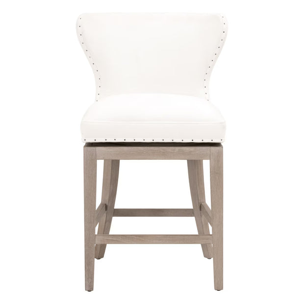 Essentials For Living Milton Swivel Counter Stool ~ LiveSmart Peyton-Pearl With Natural Gray Ash Frame