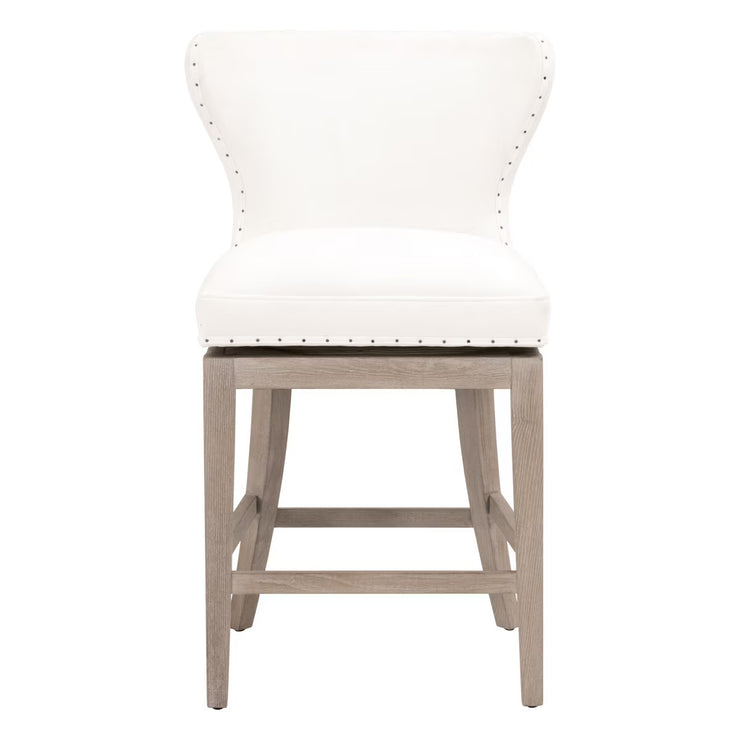 Essentials For Living Milton Swivel Counter Stool ~ LiveSmart Peyton-Pearl With Natural Gray Ash Frame