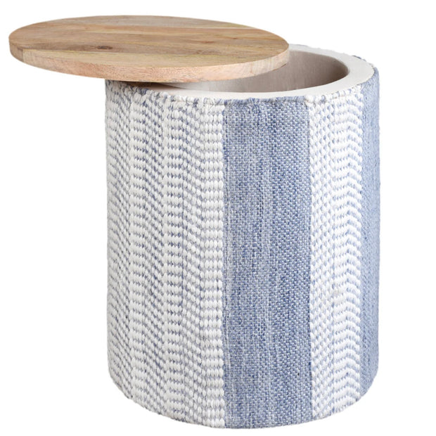 Anaya Home Seaside Stripe Handwoven Storage Side Table