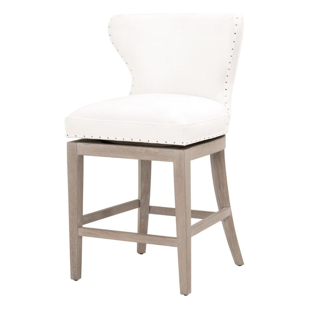 Essentials For Living Milton Swivel Counter Stool ~ LiveSmart Peyton-Pearl With Natural Gray Ash Frame