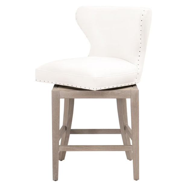 Essentials For Living Milton Swivel Counter Stool ~ LiveSmart Peyton-Pearl With Natural Gray Ash Frame