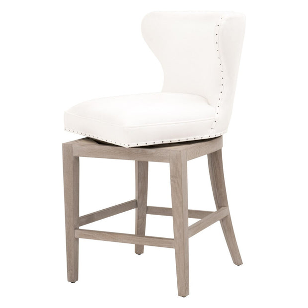 Essentials For Living Milton Swivel Counter Stool ~ LiveSmart Peyton-Pearl With Natural Gray Ash Frame