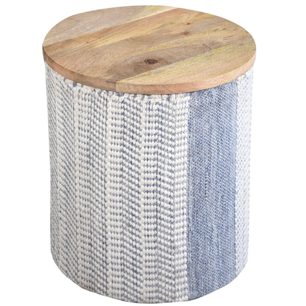 Anaya Home Seaside Stripe Handwoven Storage Side Table