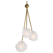 Uttermost Geodesic Frosted Geometric Shaped Glass With Matte Antique Brass Finish 3 Light Pendant