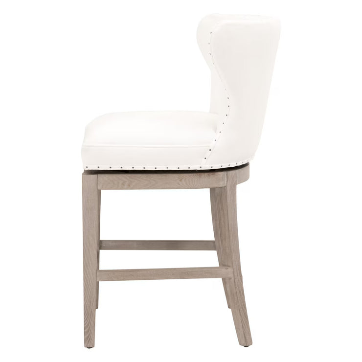 Essentials For Living Milton Swivel Counter Stool ~ LiveSmart Peyton-Pearl With Natural Gray Ash Frame