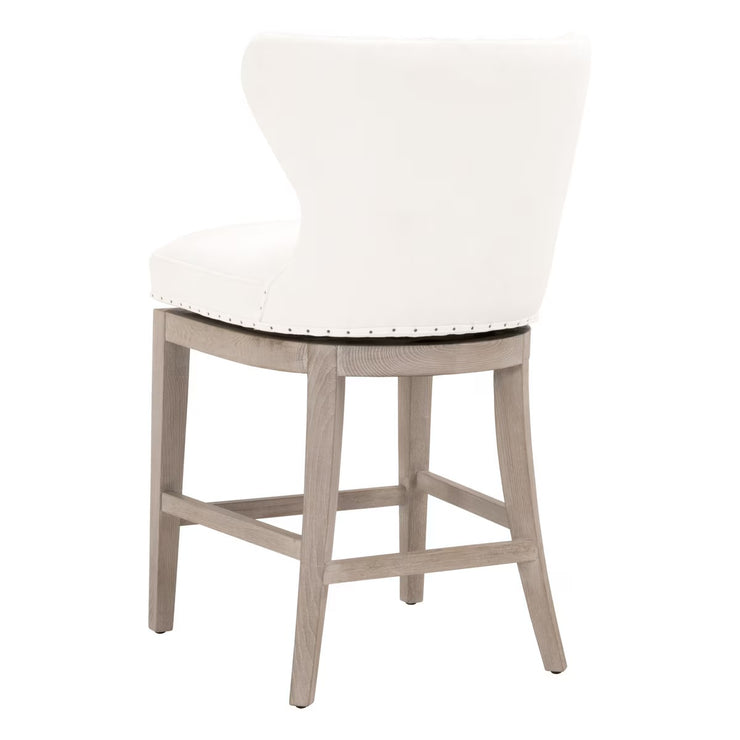 Essentials For Living Milton Swivel Counter Stool ~ LiveSmart Peyton-Pearl With Natural Gray Ash Frame