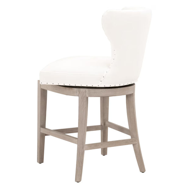 Essentials For Living Milton Swivel Counter Stool ~ LiveSmart Peyton-Pearl With Natural Gray Ash Frame