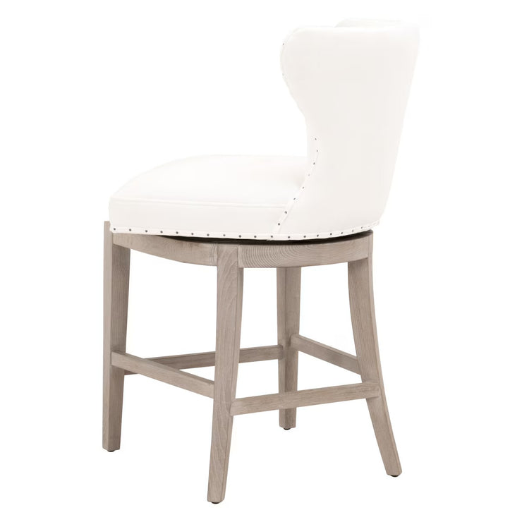Essentials For Living Milton Swivel Counter Stool ~ LiveSmart Peyton-Pearl With Natural Gray Ash Frame