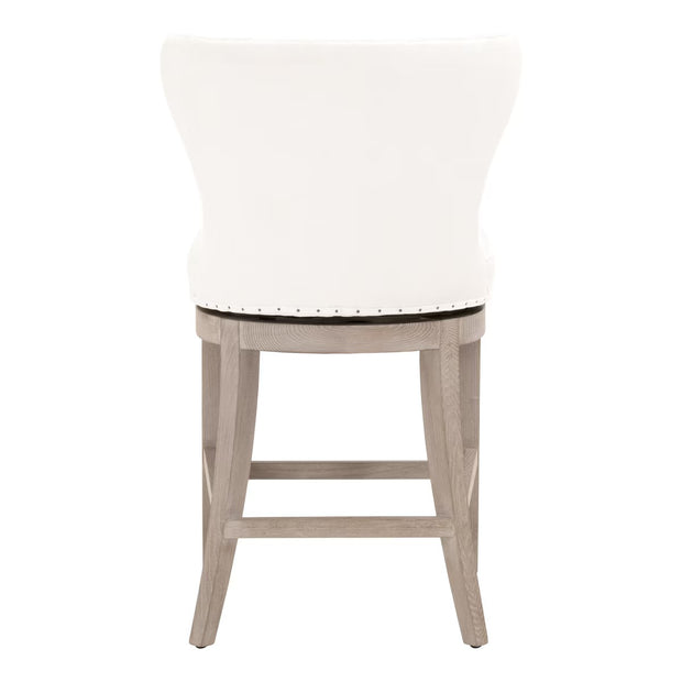 Essentials For Living Milton Swivel Counter Stool ~ LiveSmart Peyton-Pearl With Natural Gray Ash Frame