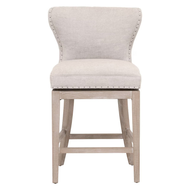 Essentials For Living Milton Swivel Counter Stool ~ Performance Bisque French Linen With Natural Gray Ash Frame