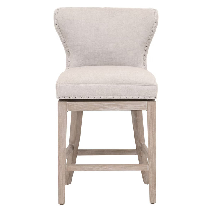 Essentials For Living Milton Swivel Counter Stool ~ Performance Bisque French Linen With Natural Gray Ash Frame