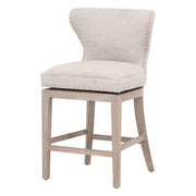 Essentials For Living Milton Swivel Counter Stool ~ Performance Bisque French Linen With Natural Gray Ash Frame