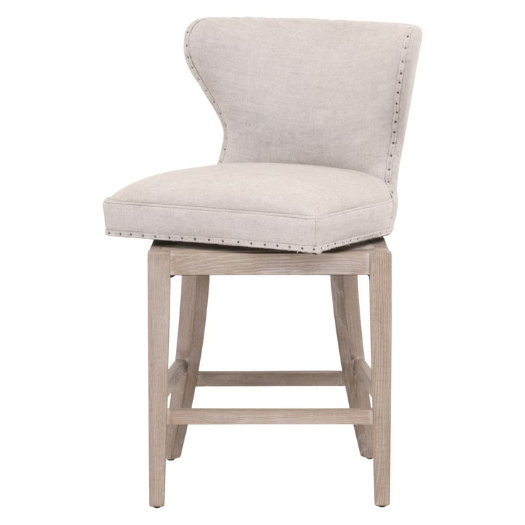 Essentials For Living Milton Swivel Counter Stool ~ Performance Bisque French Linen With Natural Gray Ash Frame