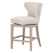 Essentials For Living Milton Swivel Counter Stool ~ Performance Bisque French Linen With Natural Gray Ash Frame