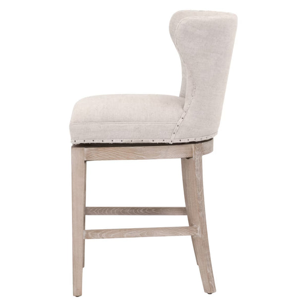 Essentials For Living Milton Swivel Counter Stool ~ Performance Bisque French Linen With Natural Gray Ash Frame