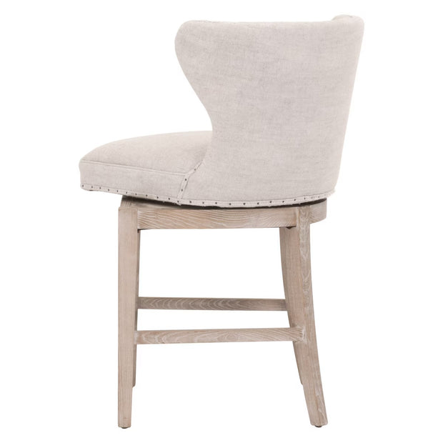 Essentials For Living Milton Swivel Counter Stool ~ Performance Bisque French Linen With Natural Gray Ash Frame