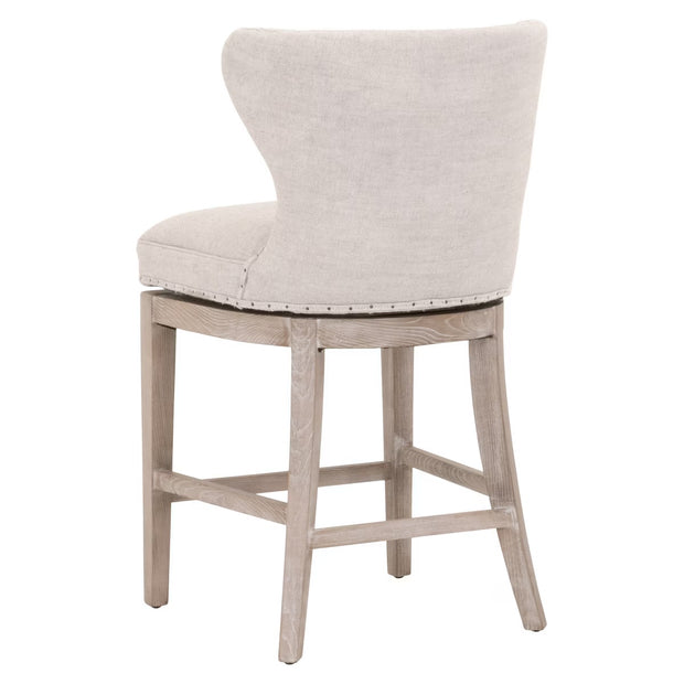 Essentials For Living Milton Swivel Counter Stool ~ Performance Bisque French Linen With Natural Gray Ash Frame