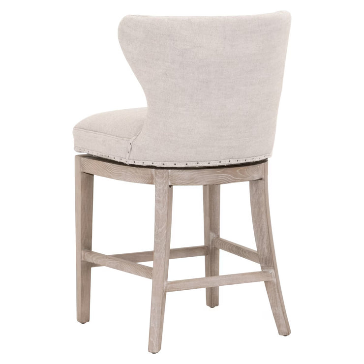 Essentials For Living Milton Swivel Counter Stool ~ Performance Bisque French Linen With Natural Gray Ash Frame