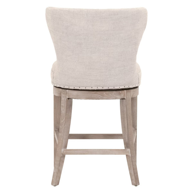 Essentials For Living Milton Swivel Counter Stool ~ Performance Bisque French Linen With Natural Gray Ash Frame