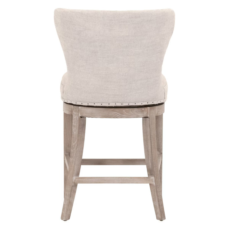 Essentials For Living Milton Swivel Counter Stool ~ Performance Bisque French Linen With Natural Gray Ash Frame