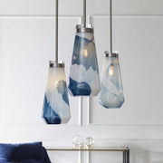 Uttermost Windswept Swirling White and Blue Glass Shade With Brushed Nickel Finish Pendant Light