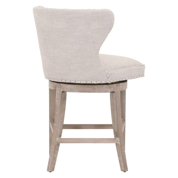 Essentials For Living Milton Swivel Counter Stool ~ Performance Bisque French Linen With Natural Gray Ash Frame