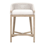 Essentials For Living Montecito Counter Stool~ White Speckle Round Rope, LiveSmart Peyton-Pearl With Natural Gray Mahogany Frame