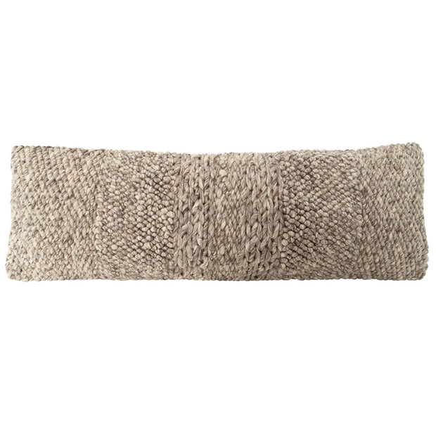 Anaya Home Textured Taupe Handwoven Pillow 14x40 With Down Insert