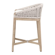 Essentials For Living Montecito Counter Stool~ White Speckle Round Rope, LiveSmart Peyton-Pearl With Natural Gray Mahogany Frame
