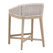 Essentials For Living Montecito Counter Stool~ White Speckle Round Rope, LiveSmart Peyton-Pearl With Natural Gray Mahogany Frame