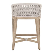 Essentials For Living Montecito Counter Stool~ White Speckle Round Rope, LiveSmart Peyton-Pearl With Natural Gray Mahogany Frame