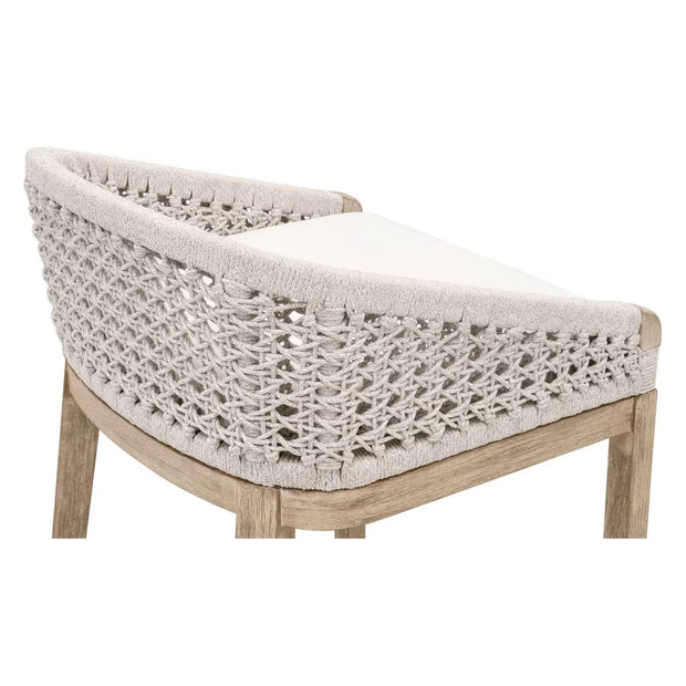 Essentials For Living Montecito Counter Stool~ White Speckle Round Rope, LiveSmart Peyton-Pearl With Natural Gray Mahogany Frame