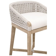 Essentials For Living Montecito Counter Stool~ White Speckle Round Rope, LiveSmart Peyton-Pearl With Natural Gray Mahogany Frame