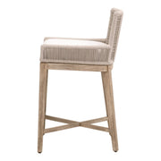 Essentials For Living Overlay Counter Stool ~ Oyster Twist Rope, LiveSmart Peyton-Pearl With Natural Gray Mahogany Frame